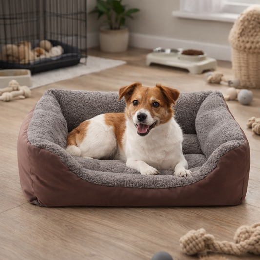 Rectangular Pet Bed with Raised Bolster Sides