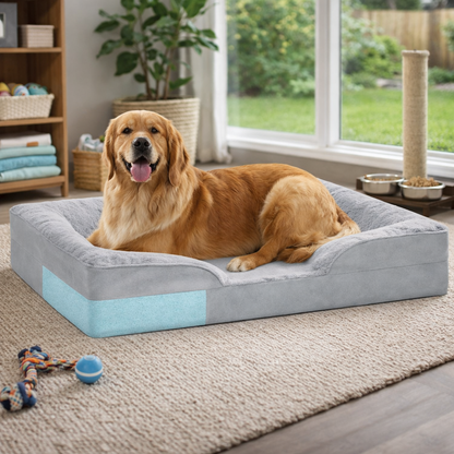 Rectangular Raised-Side Pet Bed With Padded Base