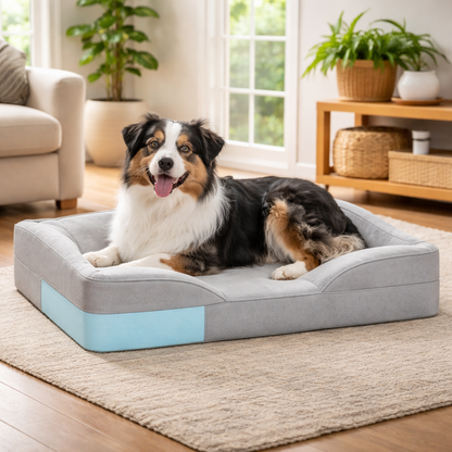Rectangular Raised-Side Pet Bed With Padded Base