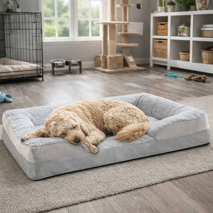 Rectangular Raised-Side Pet Bed With Padded Base