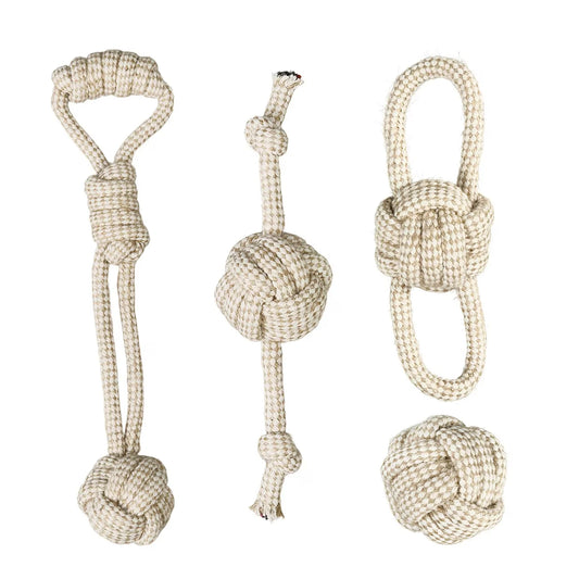 4-Piece Cotton Rope Dog Chew Toy Set