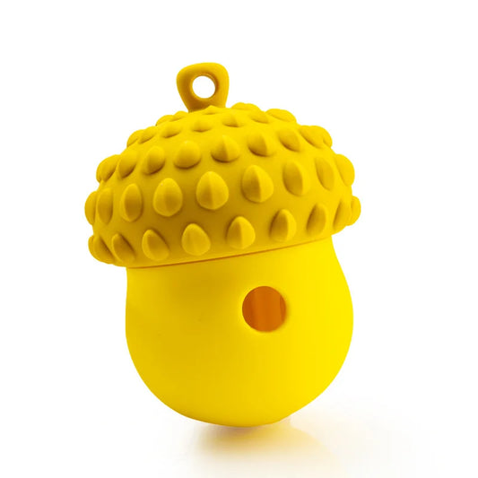Acorn-Shaped Rubber Dog Treat Dispensing Toy