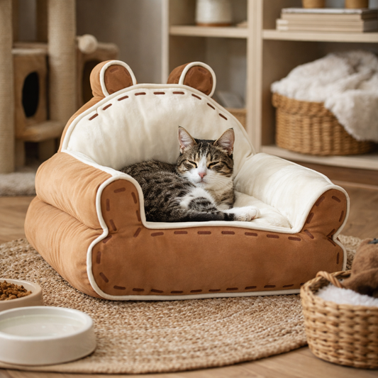 Pet Sofa Bed Bear-Shape with Raised Sides