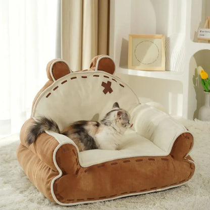 Pet Sofa Bed Bear-Shape with Raised Sides