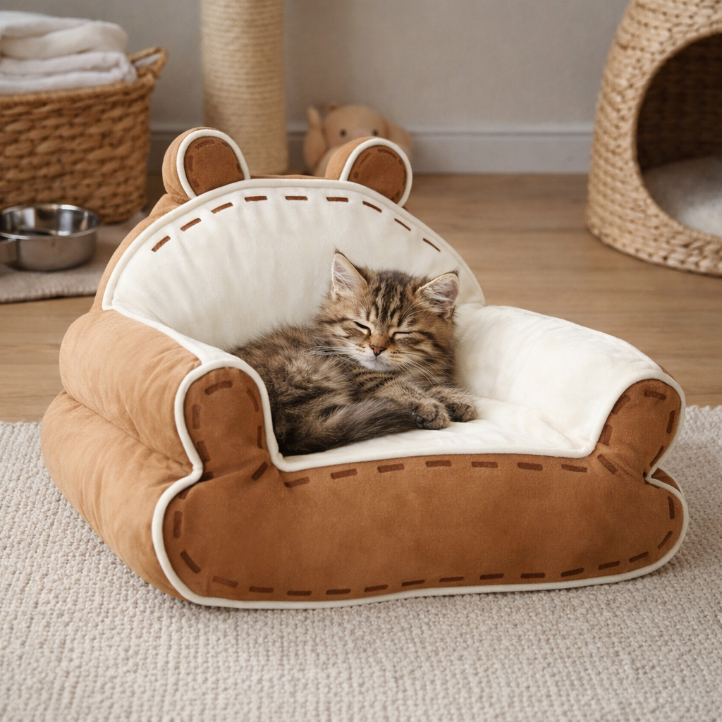 Pet Sofa Bed Bear-Shape with Raised Sides