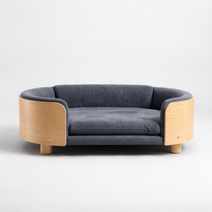 Elevated Pet Sofa Bed With Curved Side Panels And Cushion