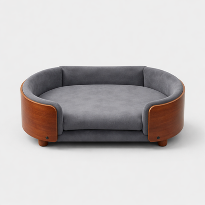 Elevated Pet Sofa Bed With Curved Side Panels And Cushion