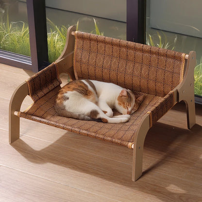 Elevated Pet Sofa Bed With Woven Seat And Back
