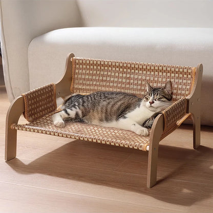 Elevated Pet Sofa Bed With Woven Seat And Back