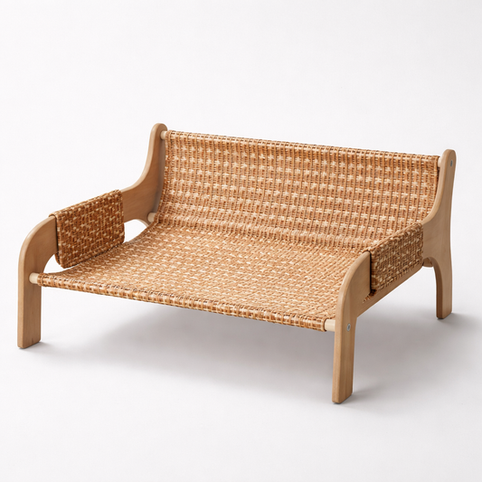 Elevated Pet Sofa Bed With Woven Seat And Back