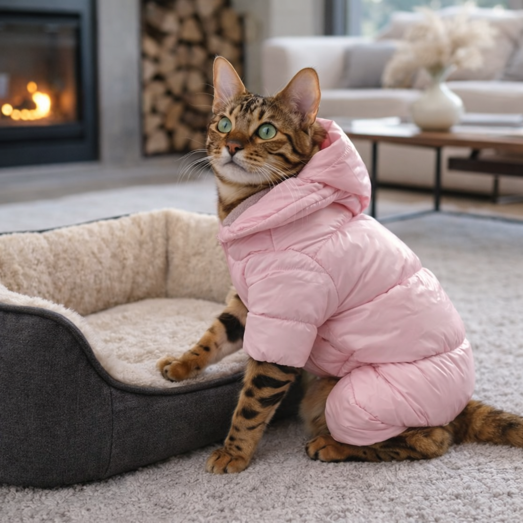 Faux Leather Dog Puffer Coat