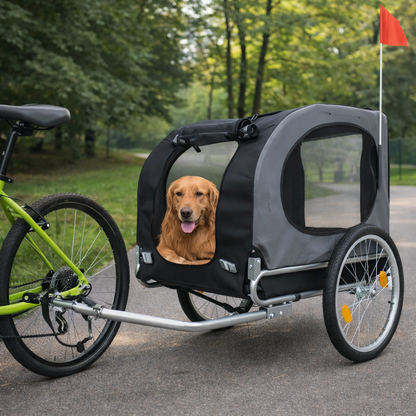 Foldable Pet Bike Trailer with Bicycle Coupler
