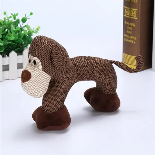 Plush Animal Dog Toy with Textured Fabric for Chewing
