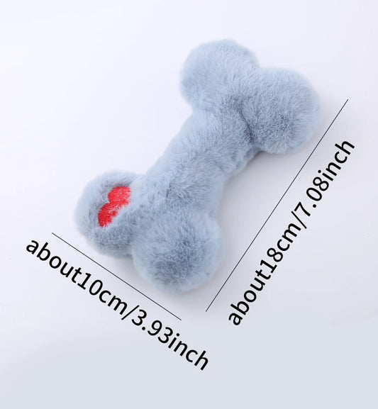 Plush Bone Dog Toy with Soft Fleece Squeaker