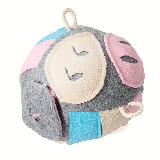 Plush Puzzle Dog Ball Toy with Interactive Flap Layers