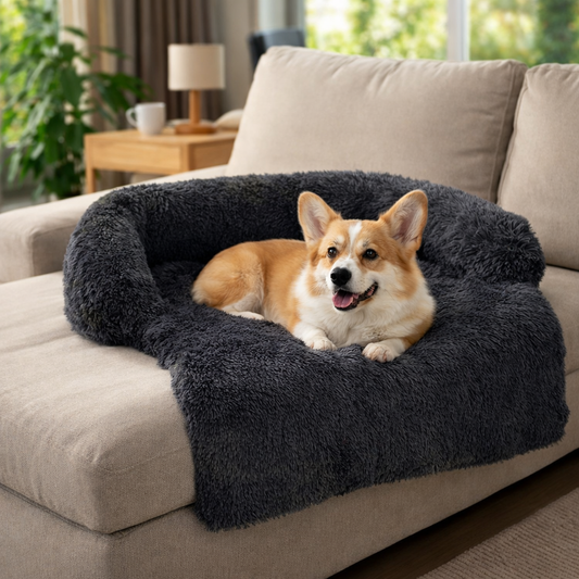 Sofa-Style Dog Bed Mat With Raised Bolster Sides