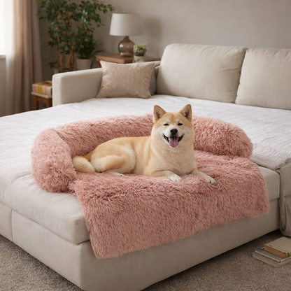 Sofa-Style Dog Bed Mat With Raised Bolster Sides