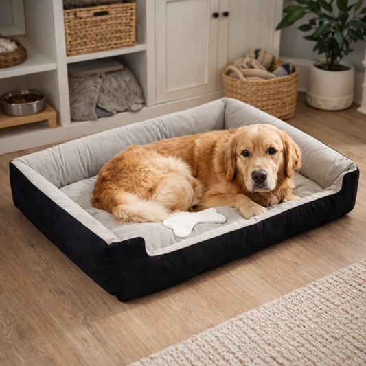 Waterproof Cotton Dog Bed with Soft Padded Support