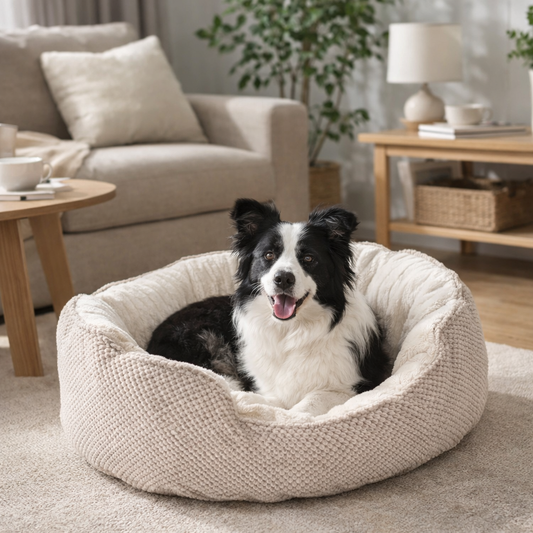Round Pet Bed With Raised Rim