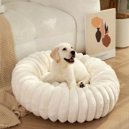 Round Dog Bed Bolster Style with Ribbed Rim