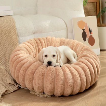 Round Dog Bed Bolster Style with Ribbed Rim