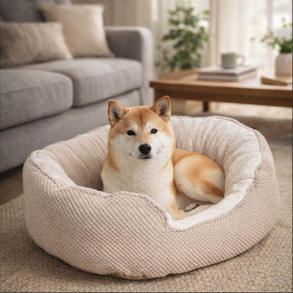 Round Pet Bed With Raised Rim