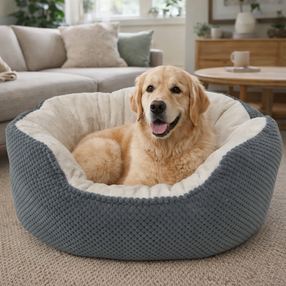 Round Pet Bed With Raised Rim