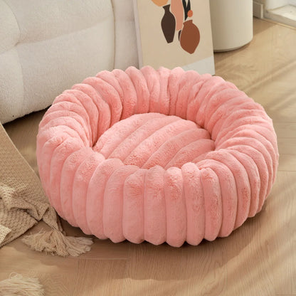 Round Dog Bed Bolster Style with Ribbed Rim