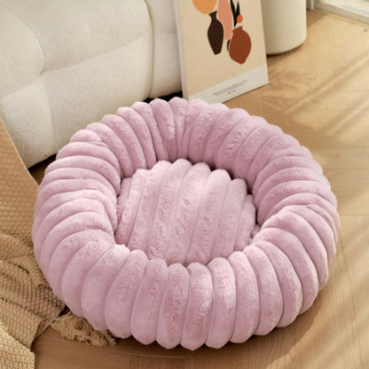 Round Dog Bed Bolster Style with Ribbed Rim