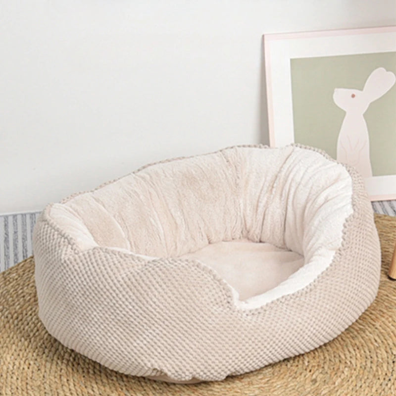 Round Pet Bed With Raised Rim