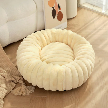 Round Dog Bed Bolster Style with Ribbed Rim