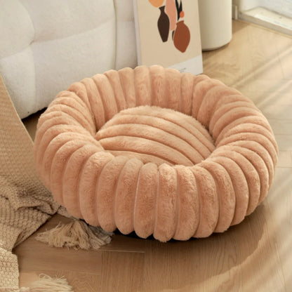 Round Dog Bed Bolster Style with Ribbed Rim