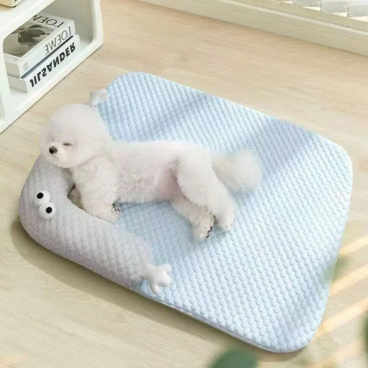 Breathable Pet Cooling Mat with Pillow Edge
