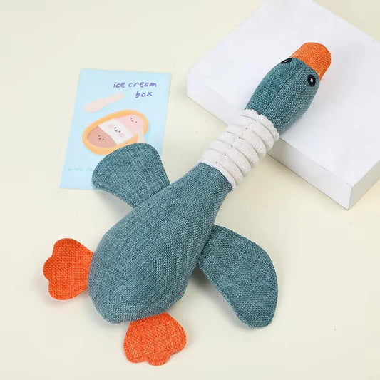 Duck-Shaped Plush Dog Toy