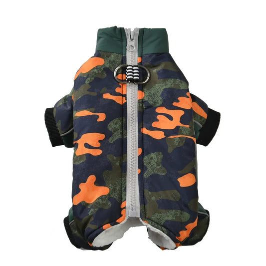 Camouflage Dog Jumpsuit with Zipper and D-Ring