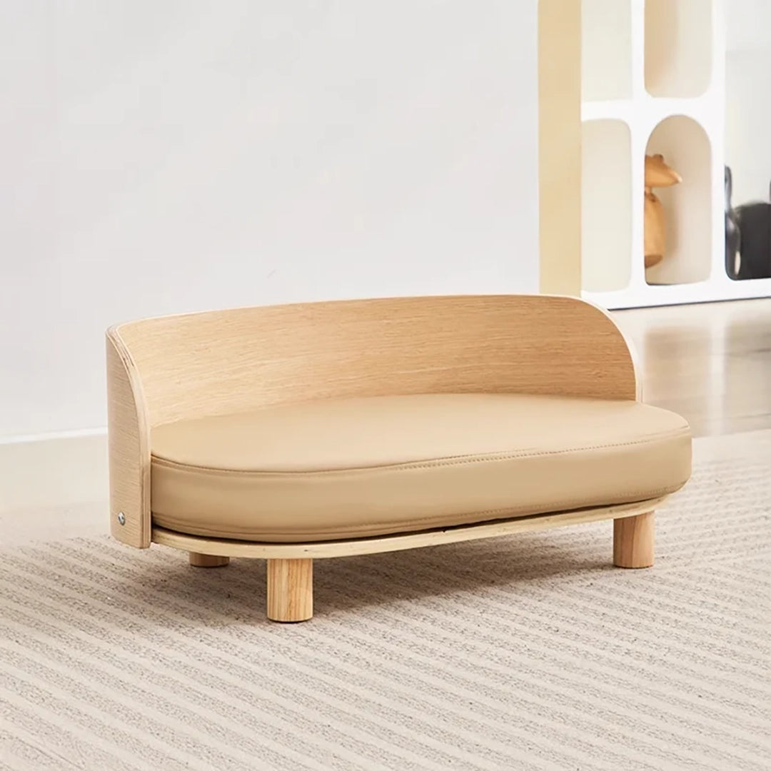 Elevated Pet Sofa Bed With Curved Back Panel And Oval Cushion