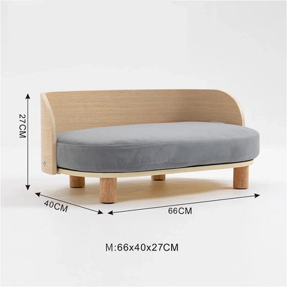 Elevated Pet Sofa Bed With Curved Back Panel And Oval Cushion