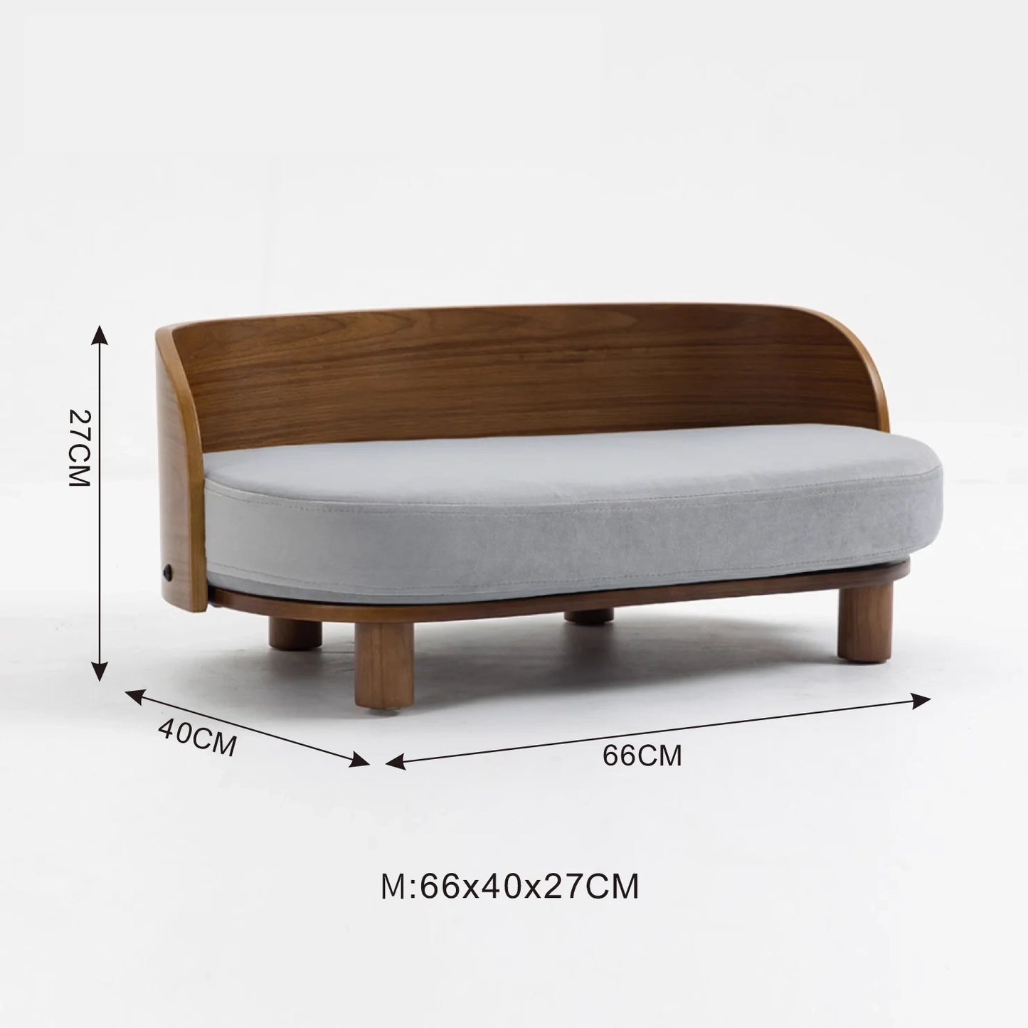 Elevated Pet Sofa Bed With Curved Back Panel And Oval Cushion