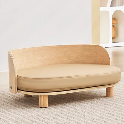 Elevated Pet Sofa Bed With Curved Back Panel And Oval Cushion