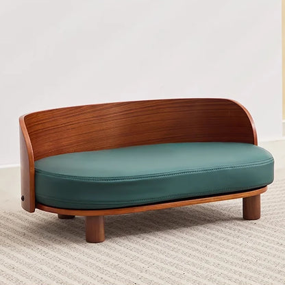 Elevated Pet Sofa Bed With Curved Back Panel And Oval Cushion