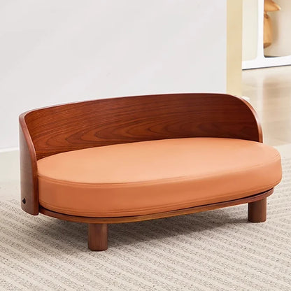 Elevated Pet Sofa Bed With Curved Back Panel And Oval Cushion