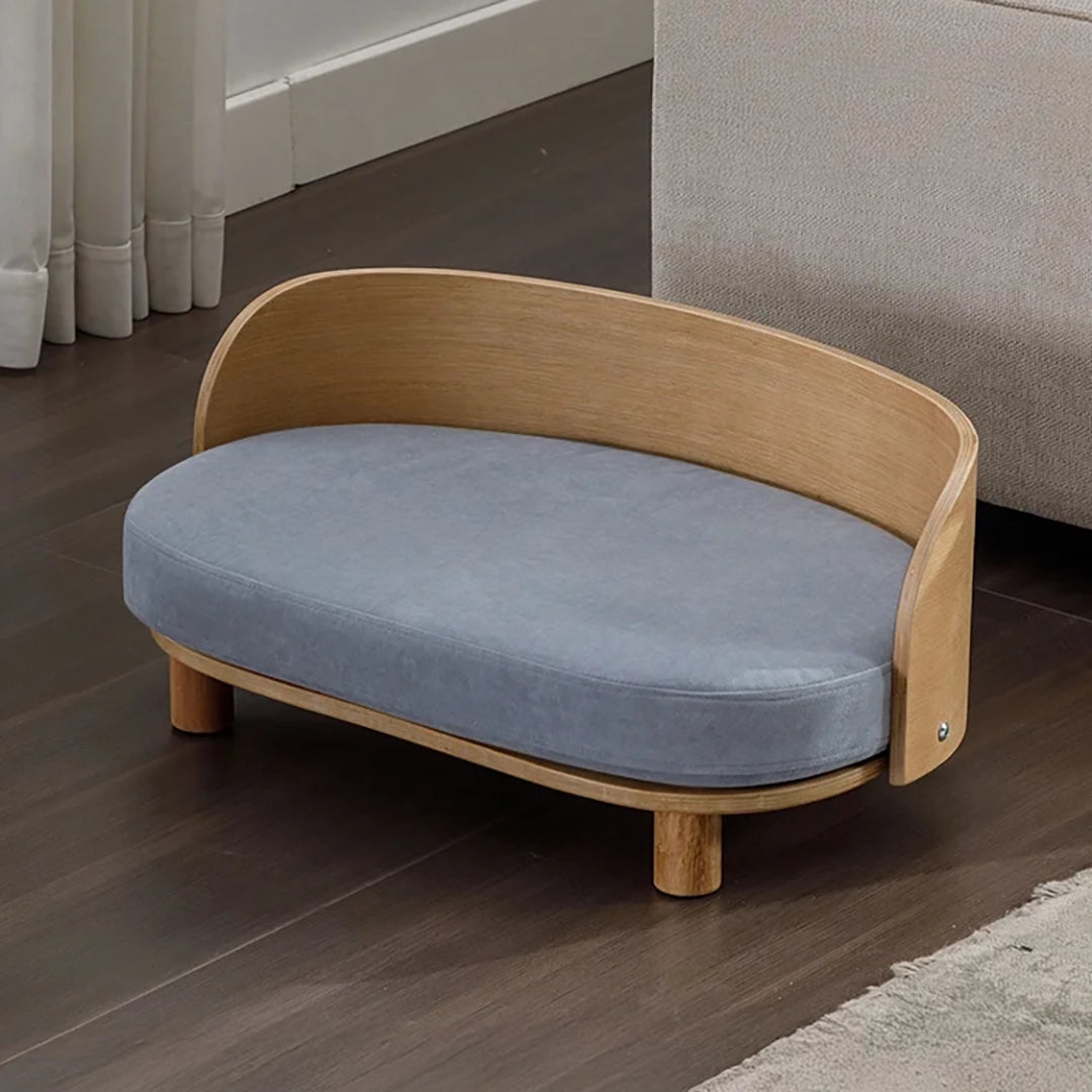 Elevated Pet Sofa Bed With Curved Back Panel And Oval Cushion