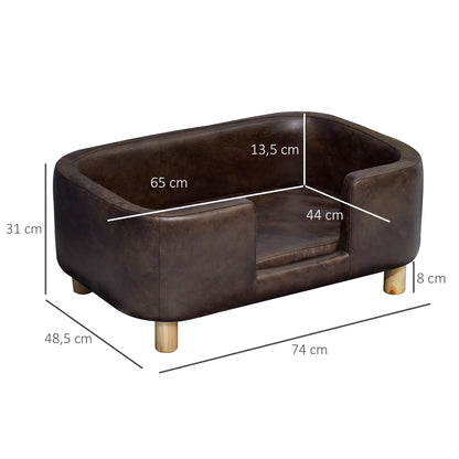 Elevated Pet Sofa Bed With Three-Sided Rim And Step Entry
