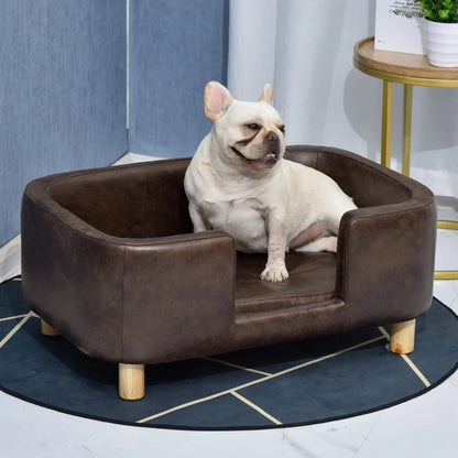 Elevated Pet Sofa Bed With Three-Sided Rim And Step Entry