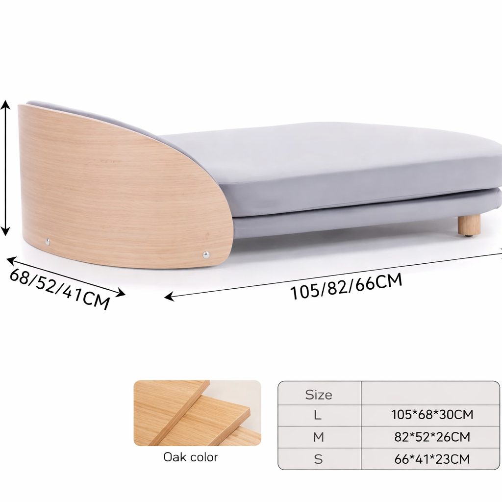 Elevated Pet Sofa Bed With Curved Side Panel And Cushion
