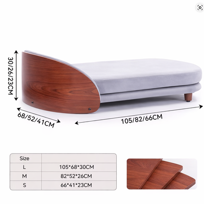 Elevated Pet Sofa Bed With Curved Side Panel And Cushion