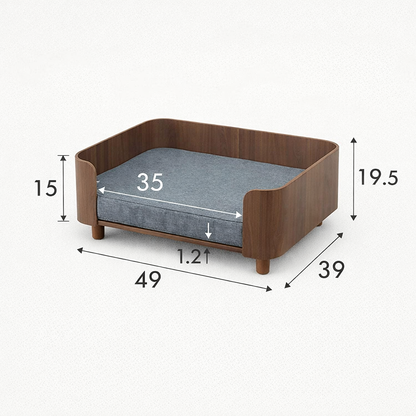 Elevated Pet Sofa Bed With Curved Side Panels And Cushion