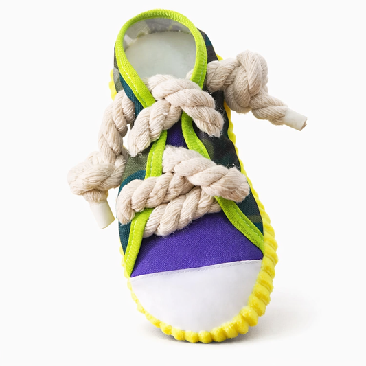 Sneaker Shape Dog Chew Toy with Rope Laces