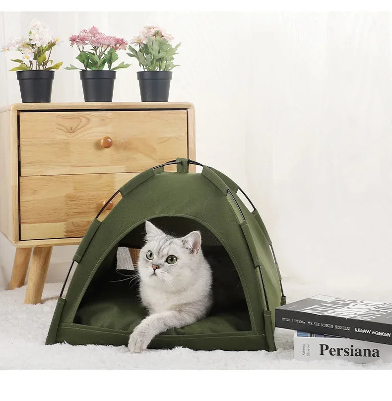 Pet Tent Semi-Enclosed Dome with Canvas Cover and Fiberglass Rods