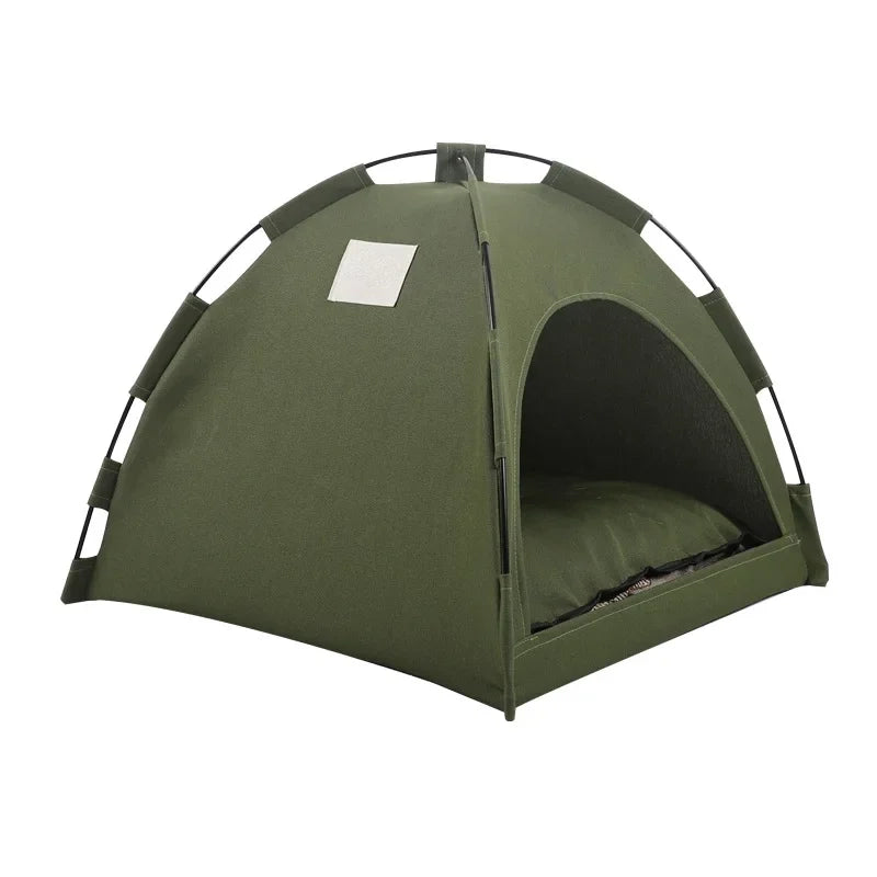 Pet Tent Semi-Enclosed Dome with Canvas Cover and Fiberglass Rods